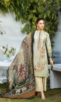LAWN PRINT EMBROIDERED FRONT LAWN PRINTED BACK AND SLEEVES ORGANZA EMBROIDERED BORDER FOR SLEEVES CHIFFON PRINTED DUPATTA PLAIN TROUSER