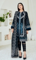 Embroidered Lawn Front & Back Embroidered Lawn Sleeves Embroidered Lawn Front, Back & Sleeves Border Embroidered Organza Dupatta Dyed trouser Dyed Organza