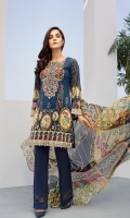 Digital Printed Shirt Embroidered Neck Patch Digital Printed Chiffon Dupatta Dyed Trouser