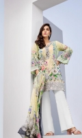 Digital Printed Shirt Embroidered Neck Patti Embroidered Front Border Patch Digital Printed Chiffon Dupatta Dyed Trouser
