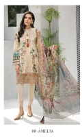 Digital Printed Embroidered Shirt  Embroidered Front Border  Digital Printed Chiffon Dupatta Dyed Trouser  Dyed Organza Patch