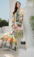 Digital Printed Shirt Embroidered Neck Patch Embroidered Front Border Embroidered Trouser Patch Digital Printed Chiffon Dupatta Dyed Trouser 
