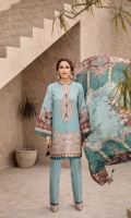 PRINTED SHIRT PRINTED SILK DUPATTA EMBROIDERED FRONT BORDER EMBROIDERED NECKLINE PATCH DYED ORGANZA DYED CAMBRIC LAWN TROUSER
