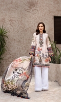 PRINTED EMBROIDERED FRONT PRINTED BACK & SLEEVES PRINTED CHIFFON DUPATTA EMBROIDERED FRONT BORDER EMBROIDERED NECKLINE PATCH DYED ORGANZA EMBROIDERED CAMBRIC LAWN TROUSER