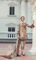 Digital Printed Shirt Embroidered Front Border Patch Embroidered Trouser Patch Digital Printed Chiffon Dupatta Dyed Trouser Dyed Organza Patch