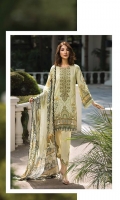 Printed Viscose Net Dupatta Printed Linen Shirt Embroidered Front Neck Patch Embroidered Trouser Patch Dyed Trouser