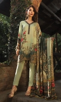 Printed Viscose Net Dupatta Printed Linen Shirt Embroidered Front Border Patch Embroidered Sleeve Patch Dyed Trouser
