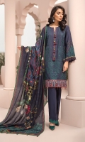 Digital Printed Viscose Net Dupatta Digital Printed Embroidered Linen Shirt Embroidered Daman Patch Dyed Trouser