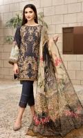 Embroidered Lawn Front Digital Printed Back Front and Sleeves Lace Digital Printed Chiffon Dupatta Dyed Trouser