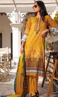 Printed Lawn Shirt : 3 Meters Printed Lawn Dupatta : 2.5 Meters Dyed Lawn Trouser : 2.5 Meters