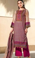 Printed Lawn Shirt : 3 Meters Printed Lawn Dupatta : 2.5 Meters Dyed Lawn Trouser : 2.5 Meters