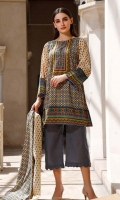 Printed Lawn Shirt : 3 Meters Printed Lawn Dupatta : 2.5 Meters Dyed Lawn Trouser : 2.5 Meters