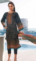 Printed Lawn Shirt : 3 Meters Printed Lawn Dupatta : 2.5 Meters Dyed Lawn Trouser : 2.5 Meters