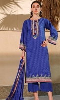 Printed Lawn Shirt : 3 Meters Printed Lawn Dupatta : 2.5 Meters Dyed Lawn Trouser : 2.5 Meters