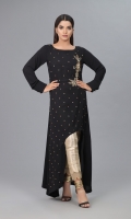 Black Jorjet with Antique bunch and Antique Embellishments, Curved cut from front and cuff sleeves