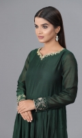 Kai Green frock with beautiful neck and sleeves handwork