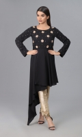 Black Jorjet Cut shirt with embellishments on front body and sleeves.