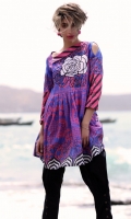 Fabric: Lawn  Color: Purple  Round Neckline  Frok Style Tunic  Embriodered front