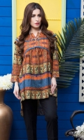 Fabric: Lawn  Color: Brownish orange  Boat neckline  Frock Style Tunic