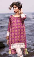 Fabric: Lawn  Color: Pink  Round Neckline  Printed front with embriodered daman  Embriodered Sleeves