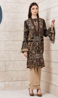 Printed Front And Back Embroidered Neck Patti Full Sleeves Wirh Frills