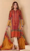Digital printed and embellished straight shirt with printed lawn tasseled dupatta.