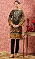 Printed Wider width cotton lawn shirt(2.50M) Dyed and embroidered organza neckline (1)