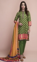 Printed wider width Lawn Shirt(2.50m) Printed Cotton Lawn Dupatta(2.50m) Dyed Cambric Shalwar(2.50m)