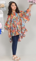 printed gathered top with ruffled details