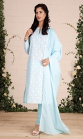 Dyed & embroidered wider width cotton lawn shirt front (1.25) Dyed & embroidered wider width cotton lawn shirt back(1.25) Dyed & embroidered value lawn dupatta (2.5) Dyed cambric shalwar (2.5)