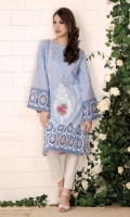 Printed wider width cotton lawn shirt (2.5) Embroidered organza broach (1)