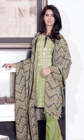 2.5m printed and embroidered wider width khaddar shirt 2.5m printed wool shawl 2.5m dyed khaddar shalwar