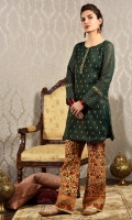 2pc -Embroidered zari silk net shirt with block printed trouser
