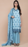 Printed Wider Width Lawn Shirt(2.50m) Printed & Emboridered Cotton Lawn Dupatta(2.50m) Dyed Cambric Shalwar(2.50m)