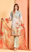Digital Printed and Embroidered value lawn shirt(3.00m) Printed crinckle chiffon dupatta(2.50m) Dyed cambric shalwar(2.50m)