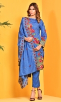 Printed wider width cotton lawn shirt(2.50m) Printed and embroidered cotton lawn dupatta(2.50m) Dyed cambric shalwar(2.50m)