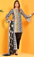 Printed cotton lawn shirt(2.75 M) Printed cotton lawn Dupatta(2.50 M) Dyed cambric shalwar(2.50 M)