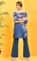 Printed and embellished Wider Width cotton lawn shirt(2.50 M)