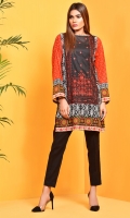 Printed and embellished Wider Width cotton lawn shirt(2.50 M)