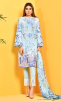 Printed and Embroidered value lawn shirt(3 M) Printed crinckle chiffon dupatta(2.50 M) ,Dyed cambric shalwar(2.50 M)