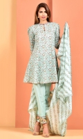Printed Wider Width cotton lawn shirt (2.5M) Printed and embroidered cotton lawn dupatta(2.5M) Dyed cambric shalwar(2.5M)