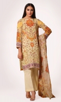 Digital Printed Wider Width Cotton Lawn Shirt(2.50m) Digital Printed & Embroidered Chiffon Dupatta(2.50m) Dyed Cambric Shalwar(2.50m)
