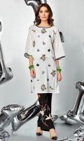 floral embroidered boat neck tunic with raw edge details in regular fit
