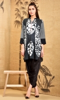 Black And White Bold Print Shirt In Regular Fit With Embroidered Side Panels
