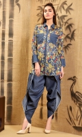 Floral Printed Button Front Shirt With Chambrey Trims And Raw Edges Detail In Regulaer Fit