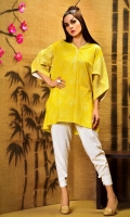 Pelikan printed lawn shirt with embroidered petal sleeves and neckline in a loose fit