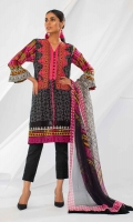 Front & Sleeves Lawn Printed Embroidered 2m Back Lawn Printed 1.25m Embroidered Shalwar 2.5m Printed Chiffon Dupatta 2.5m