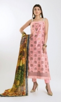 Net Jacquard Shirt 3.0m Digital Printed Tissue Silk Dupatta 2.5m Shalwar 2.5m Net Jacquard Patti 2Pc Kundan Buttons 5Pc