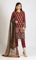 Embroidered Chiffon Shirt 3.0m Printed Chiffon Dupatta 2.5m Dyed Inner Fabric 2.5m Shalwar 2.5m