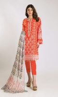 Cambric Front & Sleeve Schiffli Embroidered 2.0m Cambric Back 1.25m Chiffon Printed Dupatta 2.5m Shalwar 2.5m